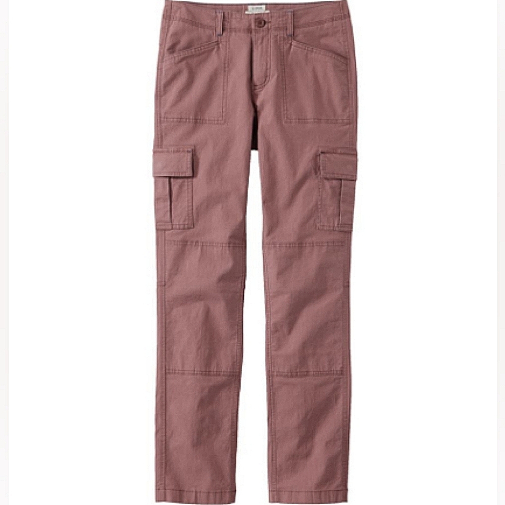 L.L. Bean Women's Stretch Canvas Cargo Pants, Mid-Rise Straight-Leg, Size 4 Reg